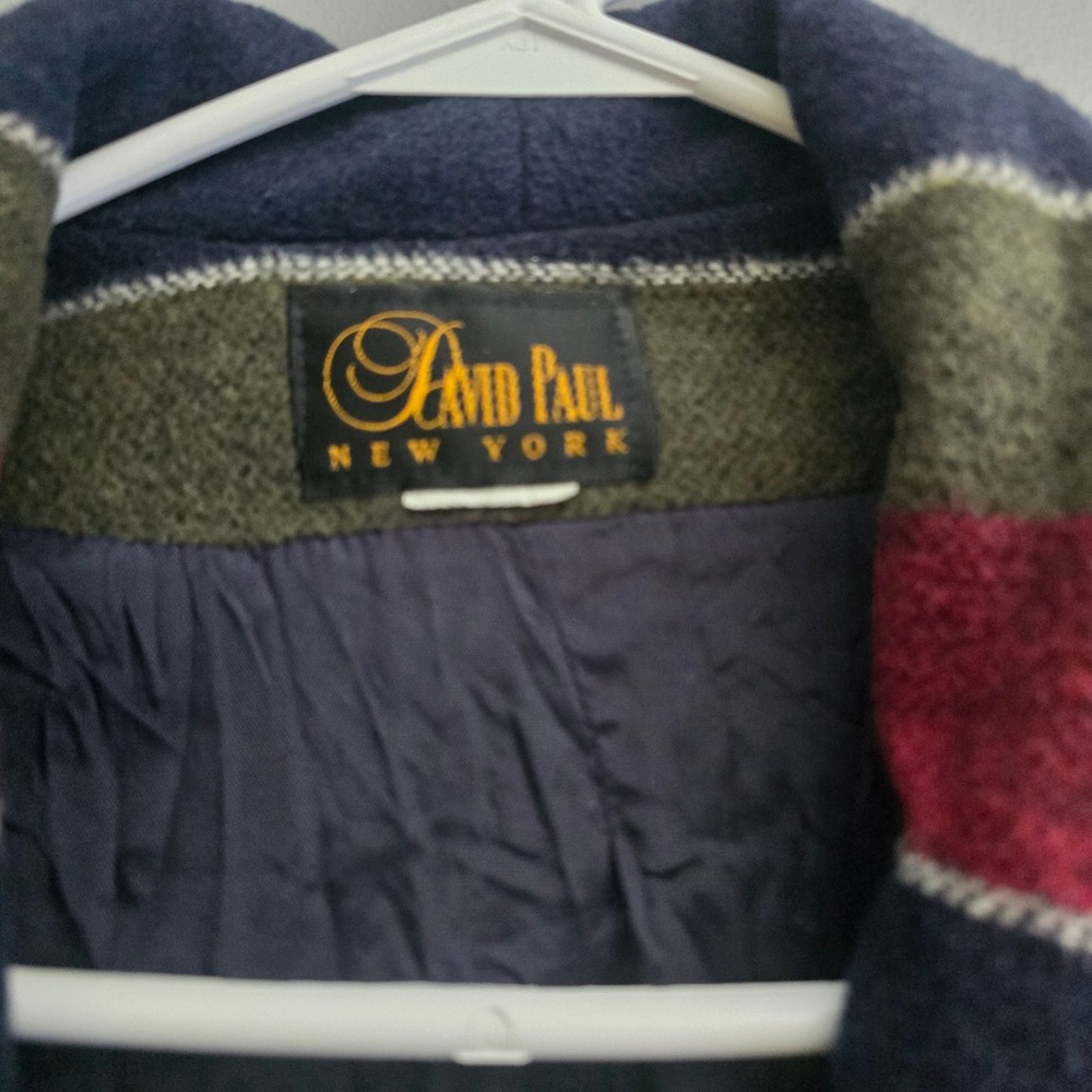 David Paul New York Boho Western Vtg Striped Wool Blend Blazer Jacket Medium - Picture 3 of 7
